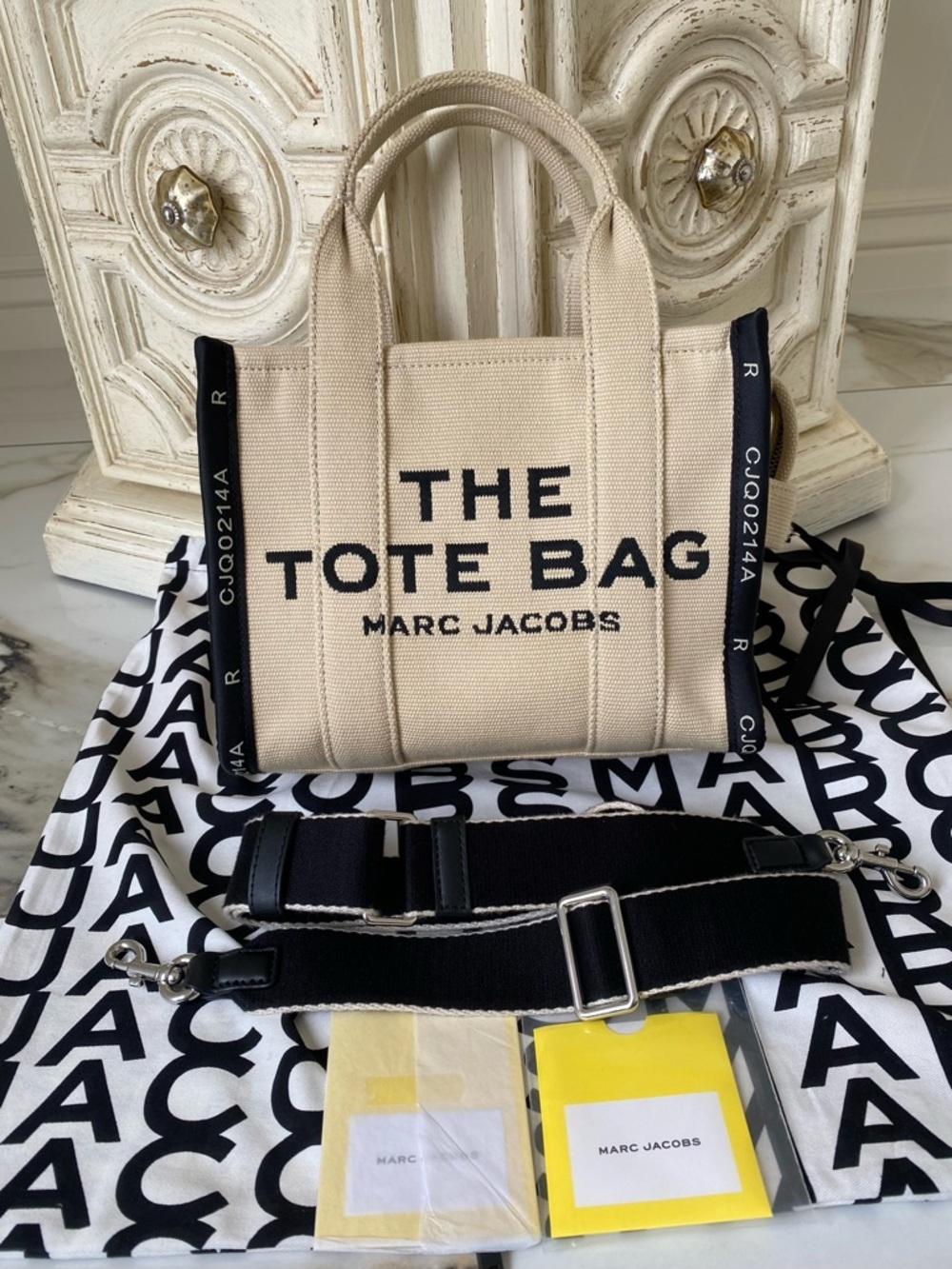 NWOT Marc Jacobs THE JACQUARD SMALL TOTE BAG Warm Sand and Black (10”Lx 5”Dx8”H) - Picture 17 of 17
